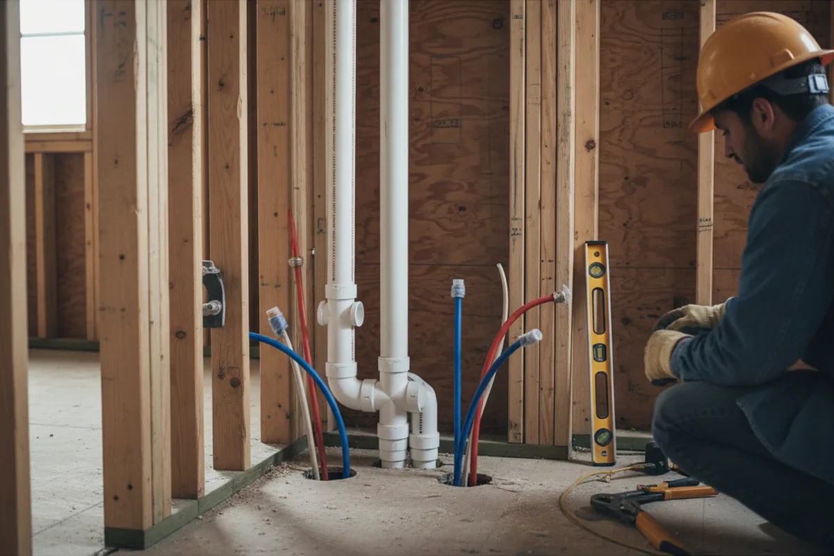 Drain and supply rough-in during Sump Pump Repair in Whitewright
